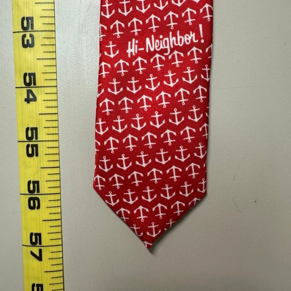 Narragansett Beer Hi-Neighbor Anchor Tie Red White Nautical Brewery Mens Tie